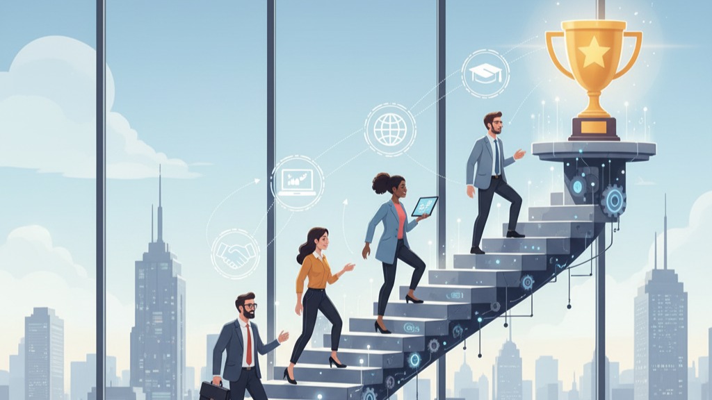 Illustration of people collaborating in an office